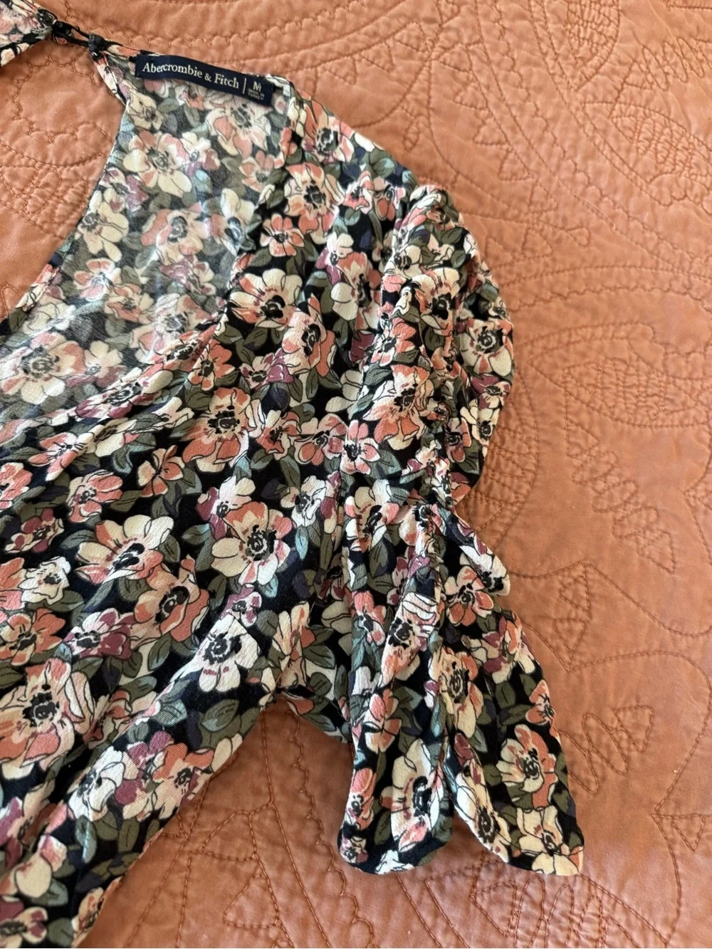 Abercrombie & Fitch Black Floral Maxi Dress with Pink and Cream Blooms